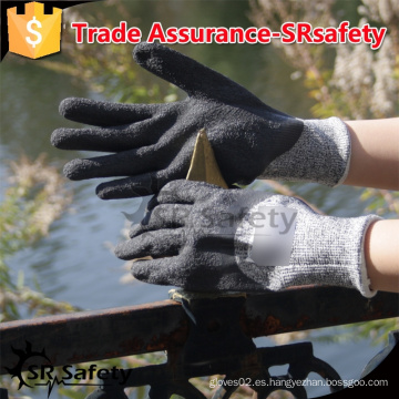 SRSAFETY 13Gauge de nylon y HPPE y forro de fibra de vidrio 3/4 látex recubierto en la palma, Guantes anti-corte